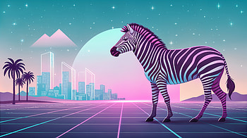 Vibrant Zebra in Ultra, zebra, neon, cityscape, retro, landscape HD wallpaper