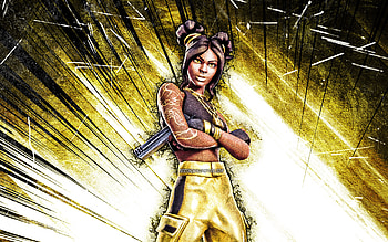 Luxe, grunge art, Fortnite Battle Royale, Fortnite characters, yellow abstract rays, Luxe Skin, Fortnite, Luxe Fortnite HD wallpaper