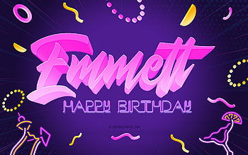 Happy Birtay Emmett, , Purple Party Background, Emmett, creative art, Happy Emmett birtay, Emmett name, Emmett Birtay, Birtay Party Background HD wallpaper