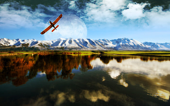 Alabalah, nature, andrea andrade, lake, airplane HD wallpaper