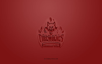 Albany FireWolves, creative 3D logo, burgundy background, National Lacrosse League, 3d emblem, American box lacrosse team, NLL, New York, USA, 3d art, lacrosse, Albany FireWolves 3d logo HD wallpaper