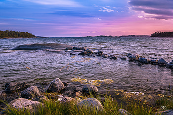 Nature, Water, Sunset, Stones, Sky, Horizon HD wallpaper