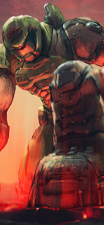 Doomslayer: Crimson Mobile, video game, Doom HD phone wallpaper