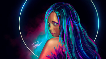 Neon Girl Digital Art, neon, digital-art, artist, artwork, behance HD wallpaper