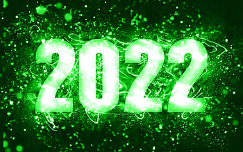 Happy New Year 2022, green neon lights, 2022 concepts, 2022 new year, 2022 on green background, 2022 year digits, 2022 green digits HD wallpaper