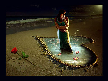 Love Couple, beautiful, heart, lovely, beach HD wallpaper