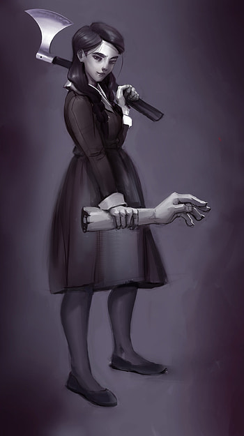 Wednesday Addams, Artistic rendition, Intriguing , Visual portrayal HD phone wallpaper