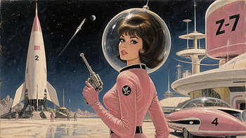 Galactic Glamour - Girly Retro Space, Astronaut HD wallpaper
