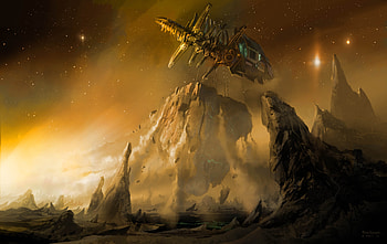 Lost planet, planet, space, stars, sci fi, space ship HD wallpaper