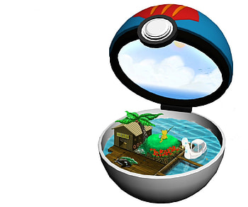 Lure Ball, boat, fishing, cute, beauty, nice, items, 3d, cg, , adorable, water, cloud, plain, sweet, white, house, objects, beautiful, object, pikachu, kawaii, anime, pretty, ball, pokeball, sky, lovely, realistic, item, pokemon HD wallpaper