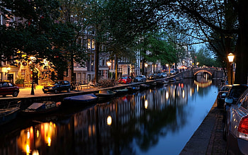 Netherlands city light, Night reflection, , Background HD wallpaper