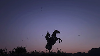 Red Dead Redemption 2 - Night gunslinger, horse, cowboy, night, Arthur Morgan, video game, Red Dead Redemption 2 HD wallpaper