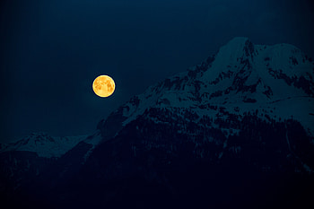 Mountains, Night, Moon, Dark, Full Moon, Moonlight HD wallpaper