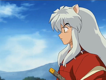 Inuyasha, silver hair, cute, long hair, nice, male, warrior, cloud, handsome, sexy, sweet, sword, hot, blade, boy, anime, pretty, white hair, cool, weapon, sky, lovely, guy HD wallpaper