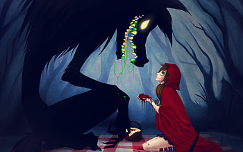 Red-Riding-Hood anime animals wolves trees forest women girls dark creepy spooky fangs | | 23904 | UP HD wallpaper