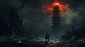 Mystic Lighthouse Storm | AI Art, AI Art, man made, lighthouse HD wallpaper