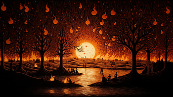 Mystical Firelight Bonfire, bonfire, artistic, fire, burning HD wallpaper