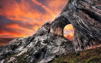 fire in the sky, fun, cool, nature, sunset, mountain HD wallpaper