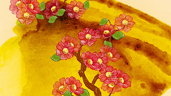 Yellow and Brown Plus Flowers, abstract, art, red, floral, flowers, artistic HD wallpaper
