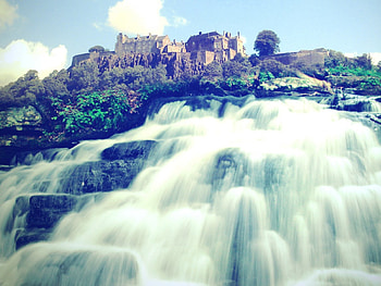 Huge, Stair-like Waterfall, trees, waterfalls, nature, huge stair-like waterfalls HD wallpaper
