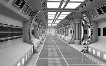 space corridor 4, space, corridor, 3d, cinema 4d HD wallpaper