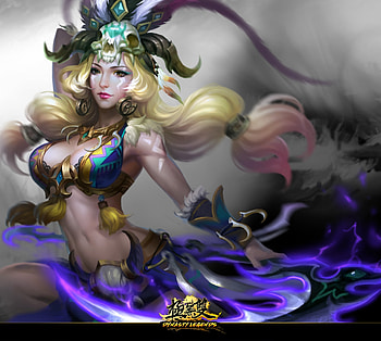Fantasy girl, blue, ming tong, fantasy, skull, girl, luminos HD wallpaper