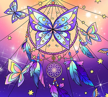 Dreamcatcher, blue, pink, butterfly, fantasy, art, yellow, harsh taggar HD wallpaper