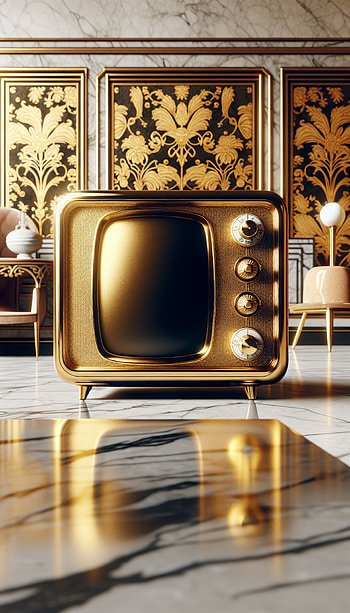 Vintage Gold TV, TV, vintage TV, interior design HD phone wallpaper