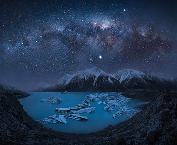 Tasman Lake, Milky Way HD wallpaper