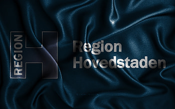Hovedstaden flag, , silk wavy flags, Capital Region of Denmark, danish regions, Day of Hovedstaden, Flag of Hovedstaden, fabric flags, 3D art, Hovedstaden, Regions of Denmark, Denmark HD wallpaper