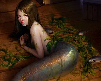 Mind corpses, fish, mermaid, fantasy, woman HD wallpaper