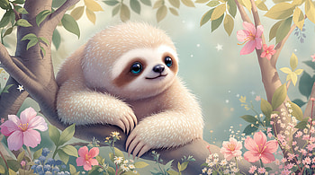 Blossom Dream Sloth — Ultra, sloth, Animal, cute HD wallpaper
