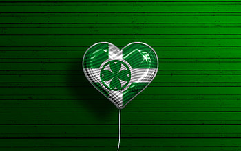 I Love Chilliwack, , realistic balloons, green wooden background, canadian cities, flag of Chilliwack, Canada, balloon with flag, Chilliwack flag, Chilliwack, Day of Chilliwack HD wallpaper