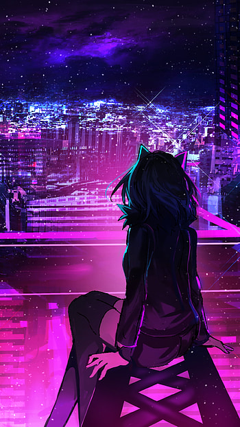 Neon Skyline: Anime Girl , Anime, girl, anime girl HD phone wallpaper