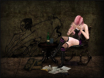 Despair, darkness, alcohol, sadness, seductive, woman HD wallpaper