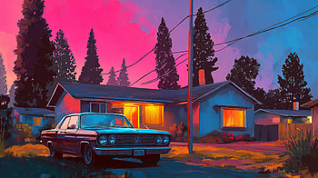 Retro Sunset Classic Car In Suburban Glow, retro, sunset, classic, car, glow, artist, artwork, art, digital-art, ai, deviantart HD wallpaper