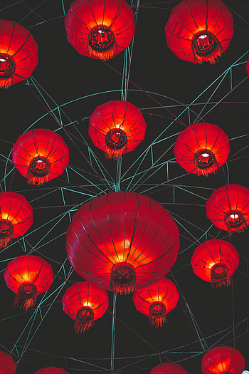 Lights, Dark, Lanterns, Chinese Lanterns HD phone wallpaper