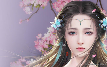 Princess, jewel, feimo, blue, pink, face, girl, spring HD wallpaper