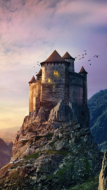 Fantasy castles, Whimsical architecture, Imaginary landscapes, Enchanted realms HD phone wallpaper