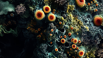 Vibrant Microbial World: A Ultra, coral, marine life, ocean, underwater HD wallpaper
