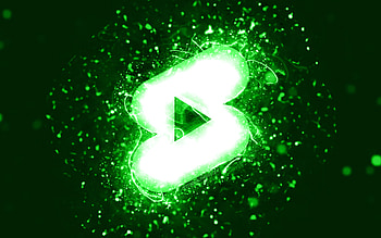 Youtube shorts green logo, , green neon lights, creative, green abstract background, Youtube shorts logo, social network, Youtube shorts HD wallpaper