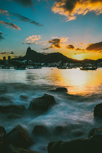 Nature, Water, Sunset, Vertex, Top, Lumps, Port, Blocks HD phone wallpaper