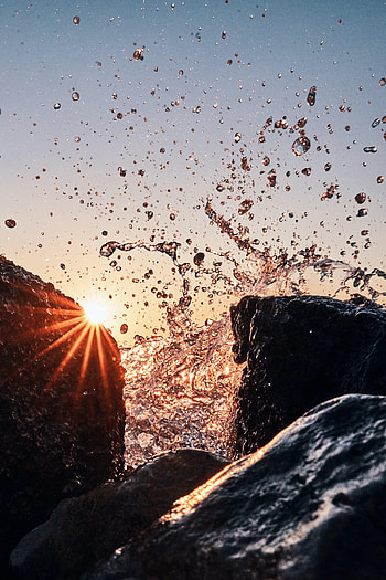 Nature, Water, Stones, Sun, Beams, Rays, Spray HD phone wallpaper