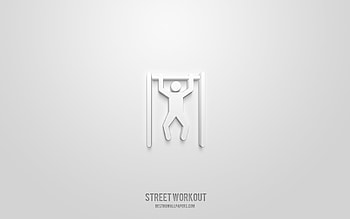 Street workout 3d icon, white background, 3d symbols, Street workout, sport icons, 3d icons, Street workout sign, sport 3d icons HD wallpaper