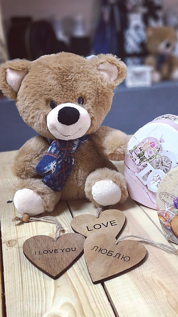 Cute Teddy, Wooden, Background HD phone wallpaper