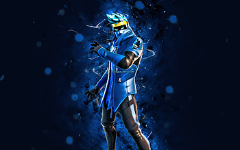 Raven Ninja, , blue neon lights, Fortnite Battle Royale, Fortnite characters, Raven Ninja Skin, Fortnite, Raven Ninja Fortnite HD wallpaper