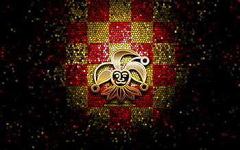 Jokerit Helsinki, glitter logo, KHL, red yellow checkered background, hockey, Kontinental Hockey League, Jokerit HC logo, mosaic art, finnish hockey team, Jokerit HC HD wallpaper