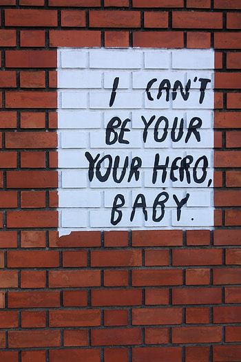 Words, Wall, Inscription, Text, Brick Wall, Hero HD phone wallpaper