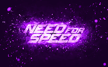Need for Speed violet logo, , NFS, violet neon lights, creative, violet abstract background, Need for Speed logo, NFS logo, Need for Speed HD wallpaper