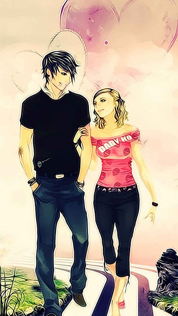 Couple Cartoon, Couple, Love HD phone wallpaper